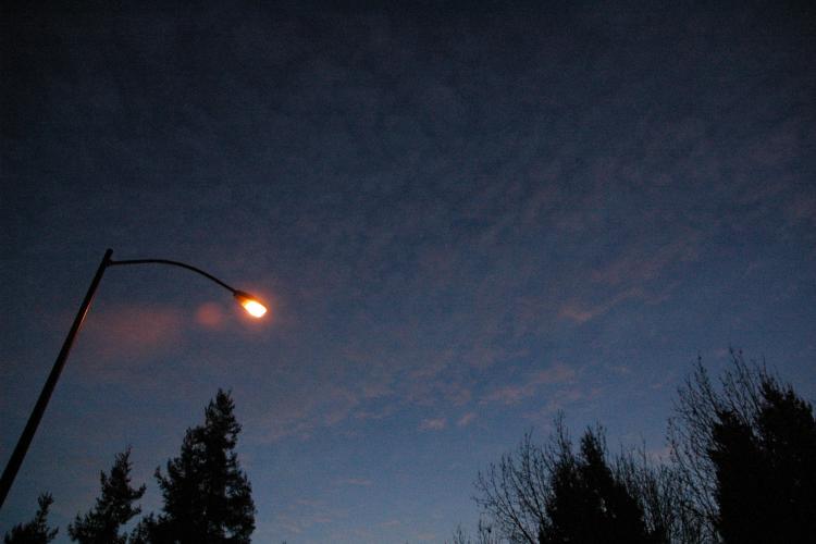streetlight and clouds at dusk